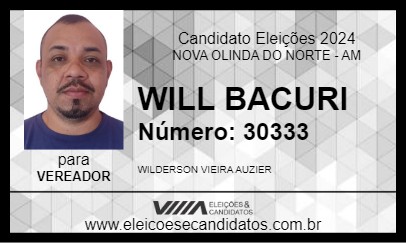 Candidato WILL BACURI 2024 - NOVA OLINDA DO NORTE - Eleições