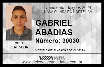 Candidato GABRIEL ABADIAS 2024 - NOVA OLINDA DO NORTE - Eleições