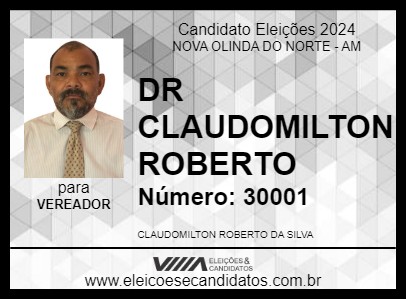 Candidato DR CLAUDOMILTON ROBERTO 2024 - NOVA OLINDA DO NORTE - Eleições