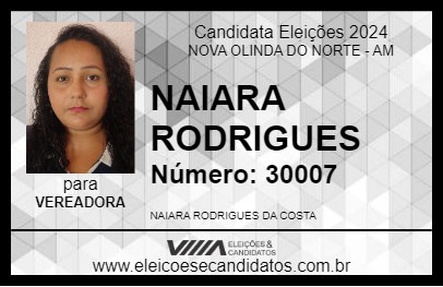 Candidato NAIARA RODRIGUES 2024 - NOVA OLINDA DO NORTE - Eleições