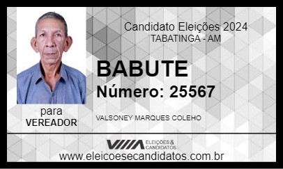 Candidato BABUTE 2024 - TABATINGA - Eleições