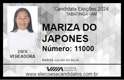 Candidato MARIZA DO JAPONES 2024 - TABATINGA - Eleições