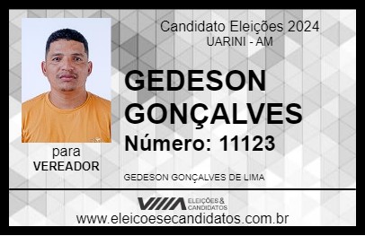 Candidato GEDESON GONÇALVES 2024 - UARINI - Eleições