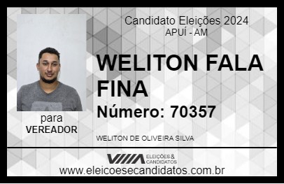 Candidato WELITON FALA FINA 2024 - APUÍ - Eleições