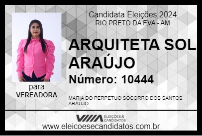 Candidato ARQUITETA SOL ARAÚJO 2024 - RIO PRETO DA EVA - Eleições