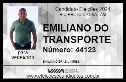 Candidato EMILIANO DO TRANSPORTE 2024 - RIO PRETO DA EVA - Eleições