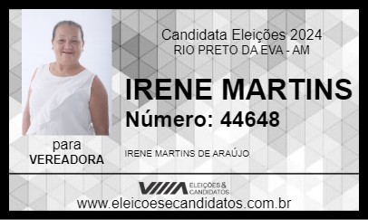 Candidato IRENE MARTINS 2024 - RIO PRETO DA EVA - Eleições