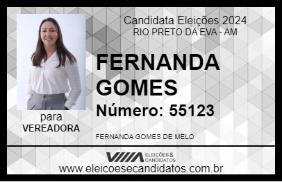 Candidato FERNANDA GOMES 2024 - RIO PRETO DA EVA - Eleições