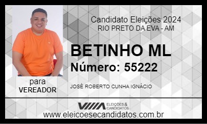 Candidato BETINHO ML 2024 - RIO PRETO DA EVA - Eleições