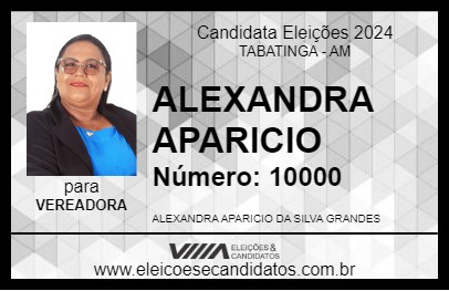 Candidato ALEXANDRA APARICIO 2024 - TABATINGA - Eleições