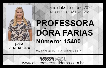 Candidato PROFESSORA DÔRA FARIAS 2024 - RIO PRETO DA EVA - Eleições