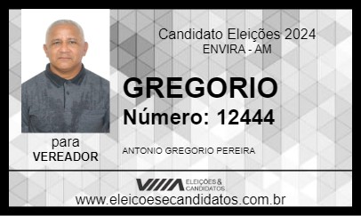 Candidato GREGORIO 2024 - ENVIRA - Eleições