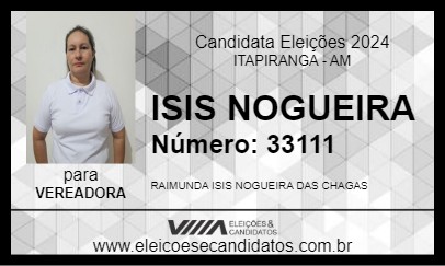 Candidato ISIS NOGUEIRA 2024 - ITAPIRANGA - Eleições