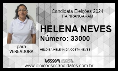 Candidato HELENA NEVES 2024 - ITAPIRANGA - Eleições