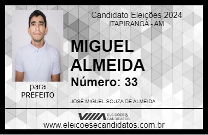 Candidato MIGUEL ALMEIDA 2024 - ITAPIRANGA - Eleições