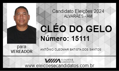 Candidato CLÉO DO GELO 2024 - ALVARÃES - Eleições