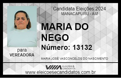 Candidato MARIA DO NEGO 2024 - MANACAPURU - Eleições