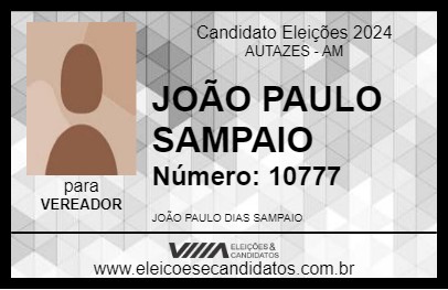 Candidato JOÃO PAULO SAMPAIO 2024 - AUTAZES - Eleições