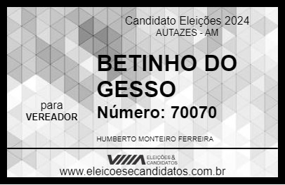 Candidato BETINHO DO GESSO 2024 - AUTAZES - Eleições