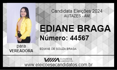 Candidato EDIANE BRAGA 2024 - AUTAZES - Eleições