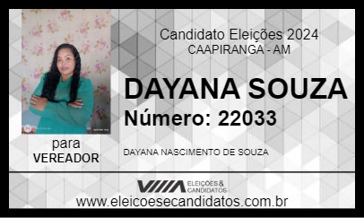 Candidato DAYANA SOUZA 2024 - CAAPIRANGA - Eleições