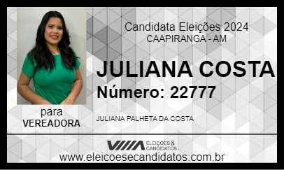 Candidato JULIANA COSTA 2024 - CAAPIRANGA - Eleições