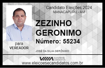 Candidato ZEZINHO GERONIMO 2024 - MANACAPURU - Eleições