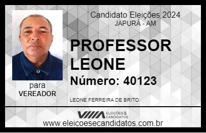 Candidato PROFESSOR LEONE  2024 - JAPURÁ - Eleições