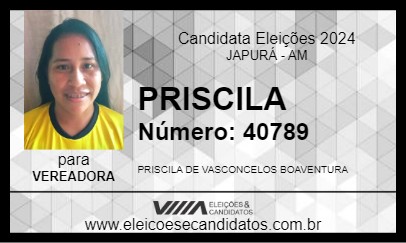 Candidato PRISCILA 2024 - JAPURÁ - Eleições