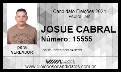 Candidato JOSUE CABRAL 2024 - PAUINI - Eleições