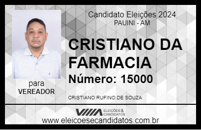 Candidato CRISTIANO DA FARMACIA 2024 - PAUINI - Eleições