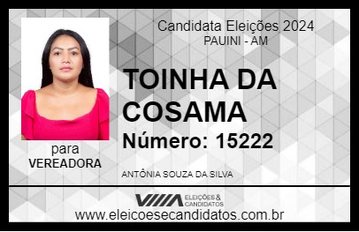 Candidato TOINHA DA COSAMA 2024 - PAUINI - Eleições