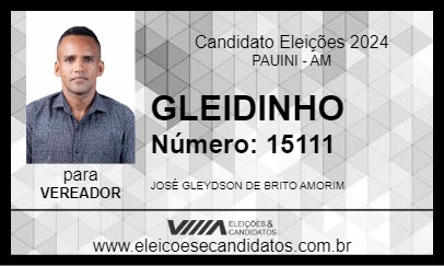 Candidato GLEIDINHO 2024 - PAUINI - Eleições