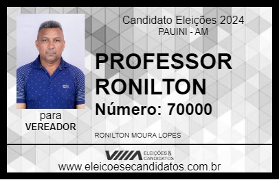 Candidato PROFESSOR RONILTON 2024 - PAUINI - Eleições