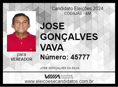 Candidato JOSE GONÇALVES VAVA 2024 - CODAJÁS - Eleições