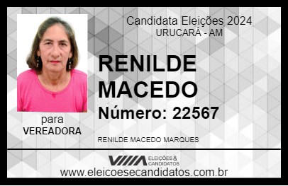 Candidato RENILDE MACEDO 2024 - URUCARÁ - Eleições