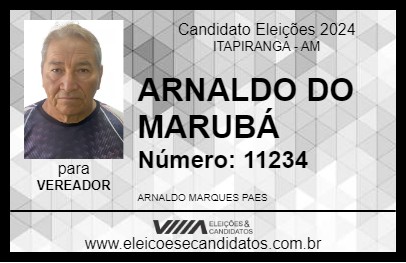 Candidato ARNALDO DO MARUBÁ 2024 - ITAPIRANGA - Eleições