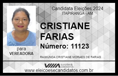 Candidato CRISTIANE FARIAS 2024 - ITAPIRANGA - Eleições