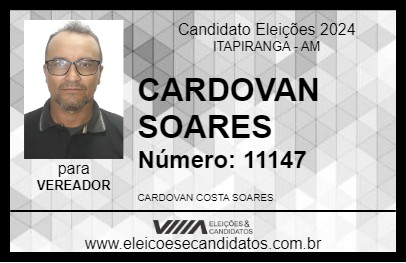 Candidato CARDOVAN SOARES 2024 - ITAPIRANGA - Eleições