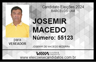 Candidato JOSEMIR MACEDO 2024 - BARCELOS - Eleições