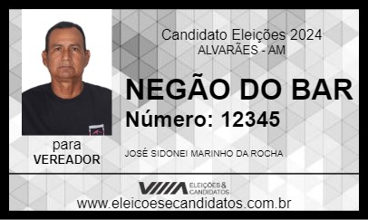 Candidato NEGÃO DO BAR 2024 - ALVARÃES - Eleições