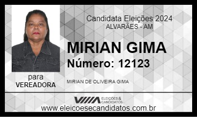 Candidato MIRIAN GIMA 2024 - ALVARÃES - Eleições