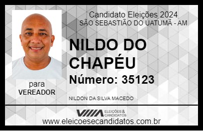 Candidato NILDO DO CHAPÉU 2024 - SÃO SEBASTIÃO DO UATUMÃ - Eleições