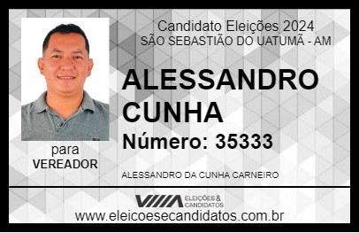 Candidato ALESSANDRO CUNHA 2024 - SÃO SEBASTIÃO DO UATUMÃ - Eleições