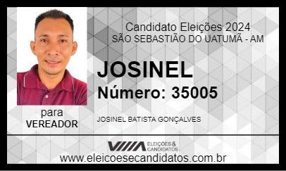 Candidato JOSINEL 2024 - SÃO SEBASTIÃO DO UATUMÃ - Eleições