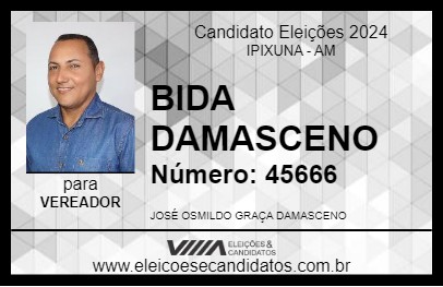 Candidato BIDA DAMASCENO 2024 - IPIXUNA - Eleições