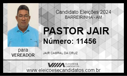 Candidato PASTOR JAIR 2024 - BARREIRINHA - Eleições