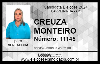 Candidato CREUZA MONTEIRO 2024 - BARREIRINHA - Eleições