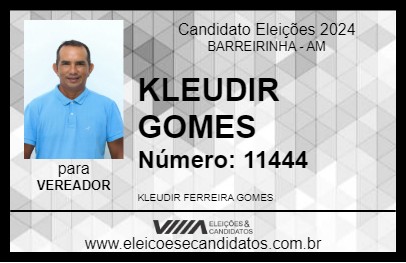 Candidato KLEUDIR GOMES 2024 - BARREIRINHA - Eleições