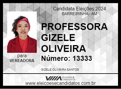 Candidato PROFESSORA GIZELE OLIVEIRA 2024 - BARREIRINHA - Eleições